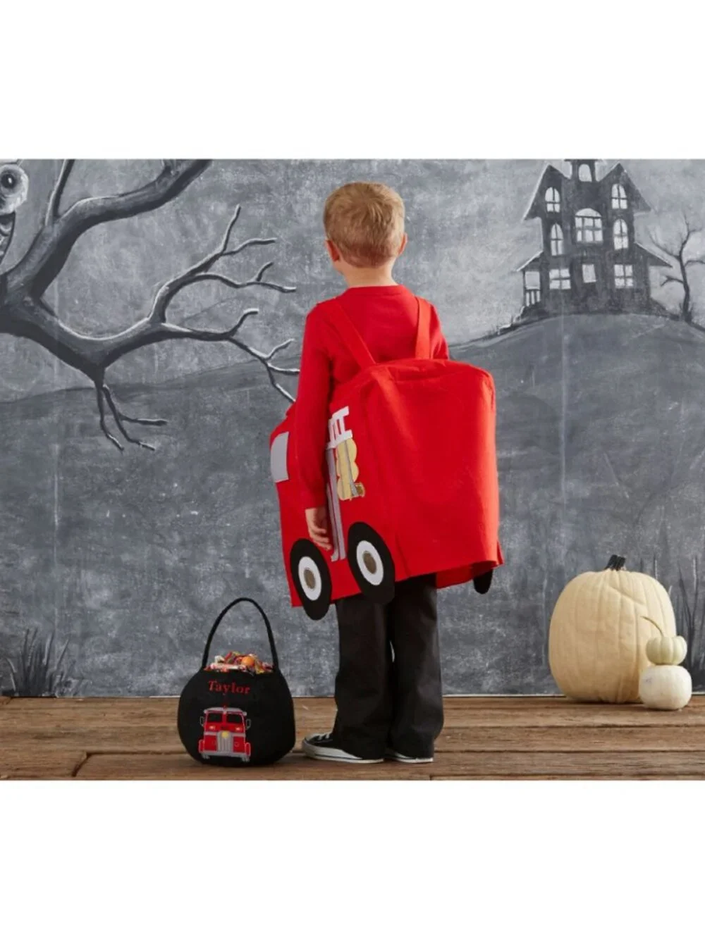 Pottery Barn Kids 3D Firetruck Halloween Costume Felt Size 3T Wearable Red